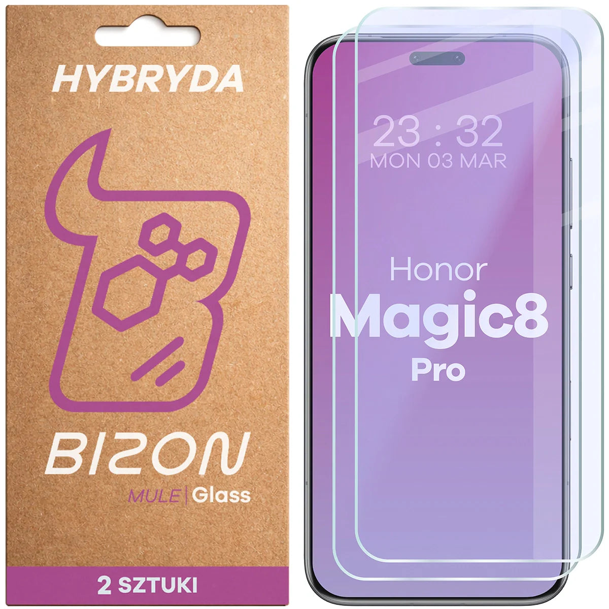 Flexibles Hybridglas für Honor Magic8 Pro, Bizon Hybrid Mule Duo, 2 Stück