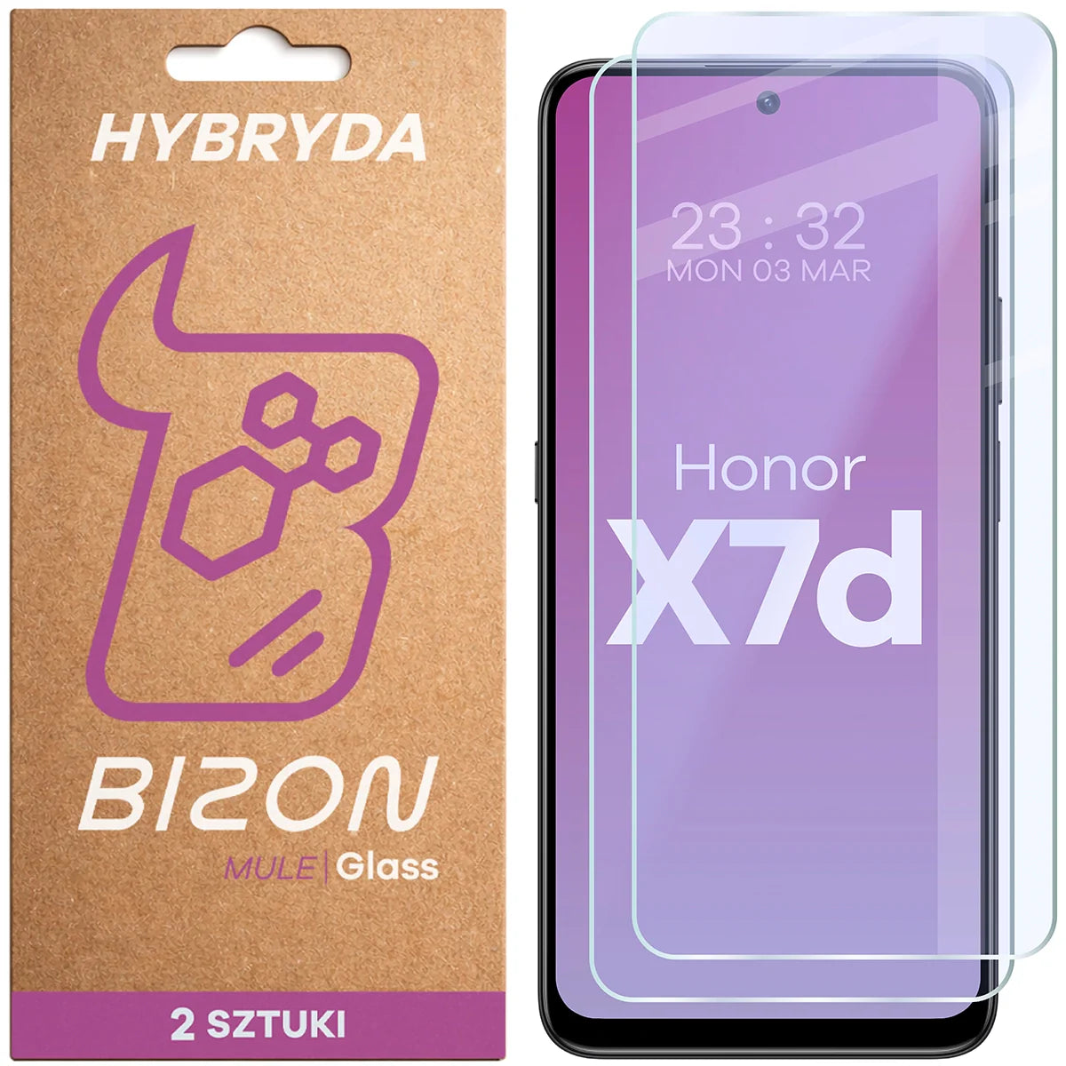 Flexibles Hybridglas für Honor X7d, Bizon Hybrid Mule Duo, 2 Stück