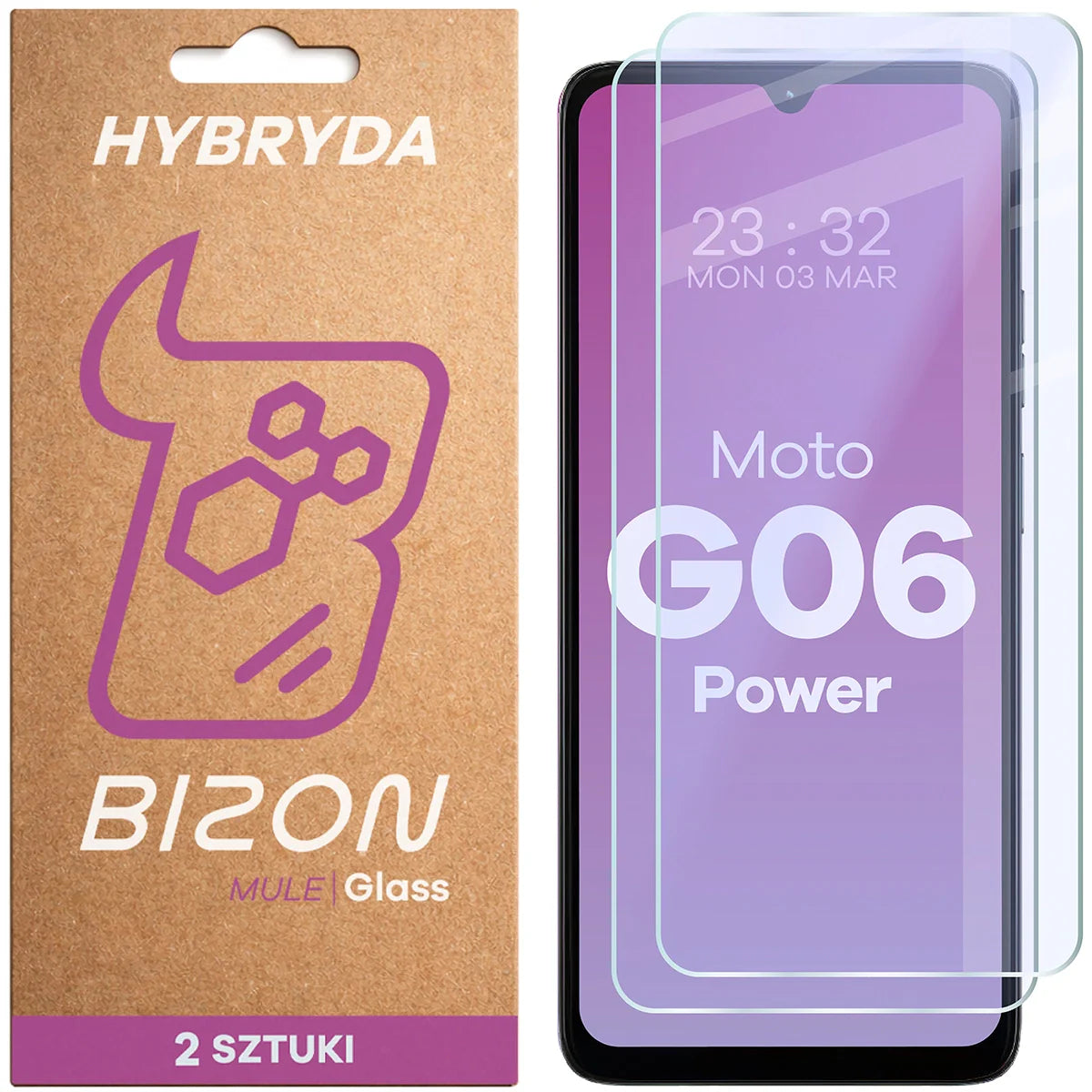 Flexibles Hybridglas für Motorola Moto G06 Power, Bizon Hybrid Mule Duo, 2 Stück