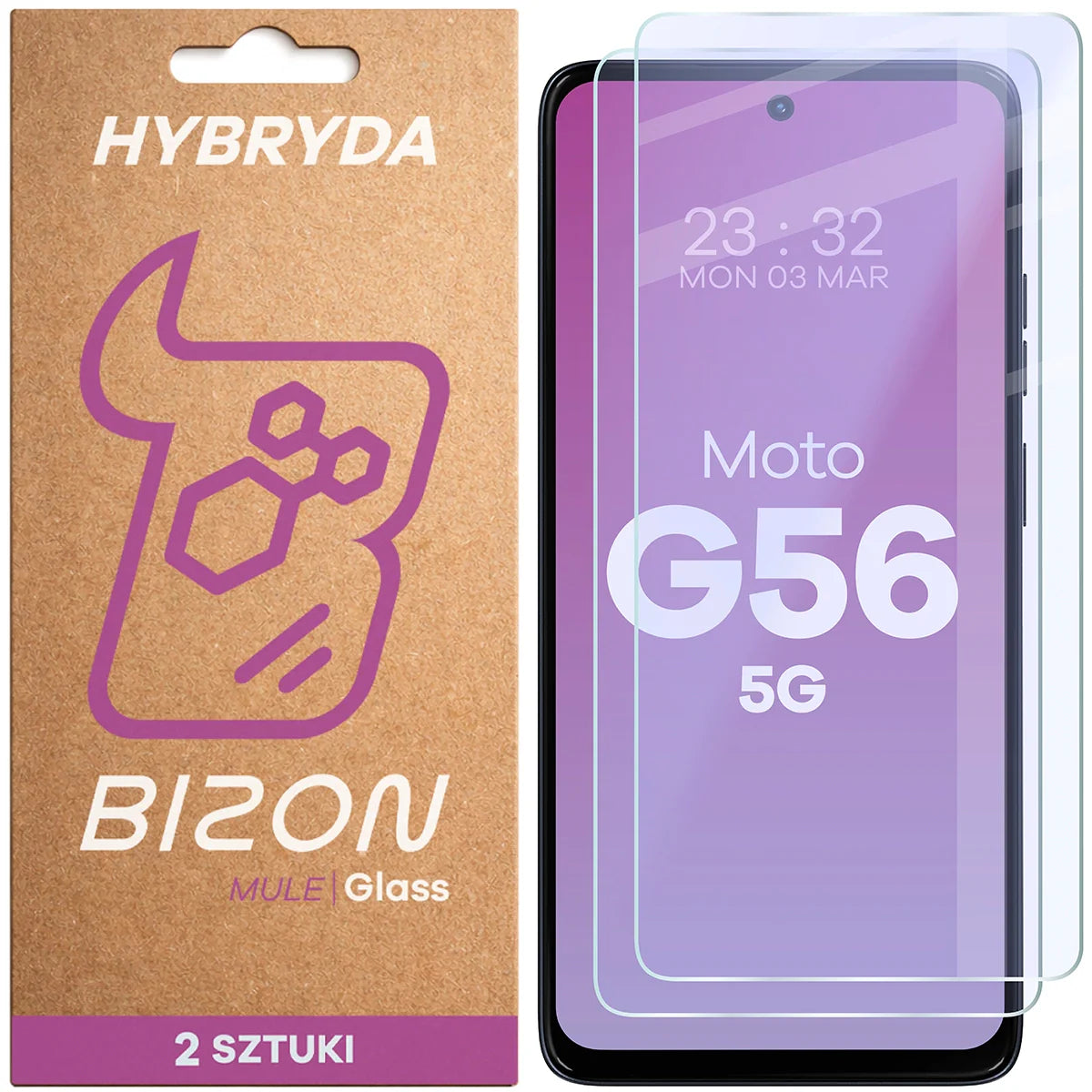 Flexibles Hybridglas für Motorola Moto G56 5G, Bizon Hybrid Mule Duo, 2 Stück
