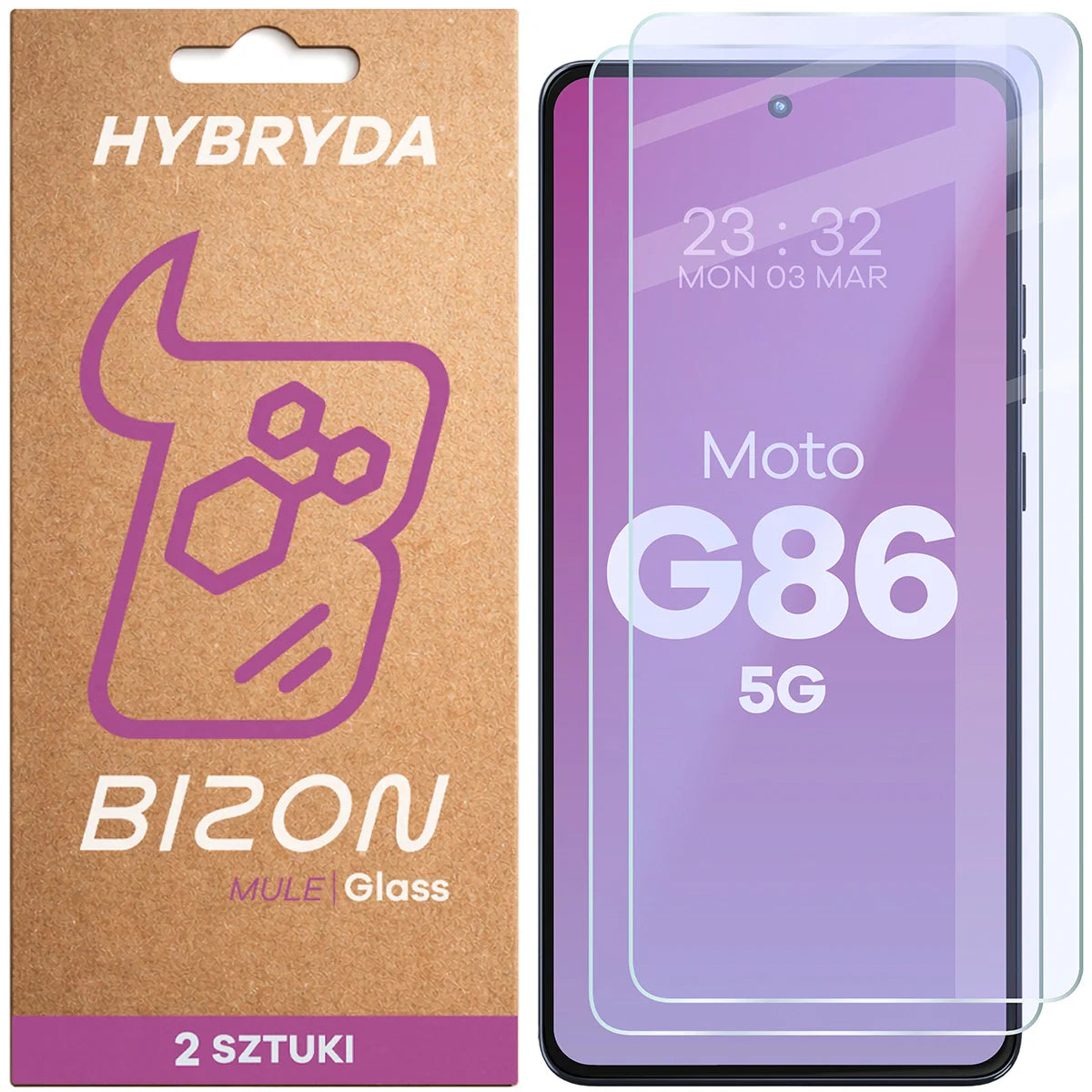 Flexibles Hybridglas für Motorola Moto G86 5G, Bizon Hybrid Mule Duo, 2 Stück