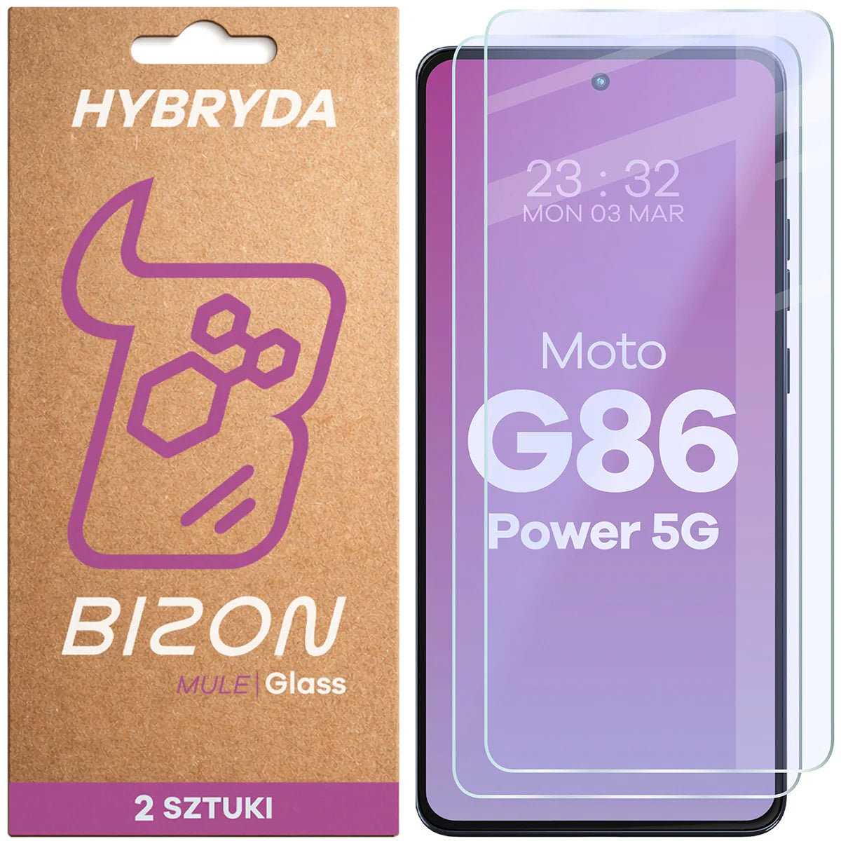 Flexibles Hybridglas für Motorola Moto G86 Power 5G, Bizon Hybrid Mule Duo, 2 Stück