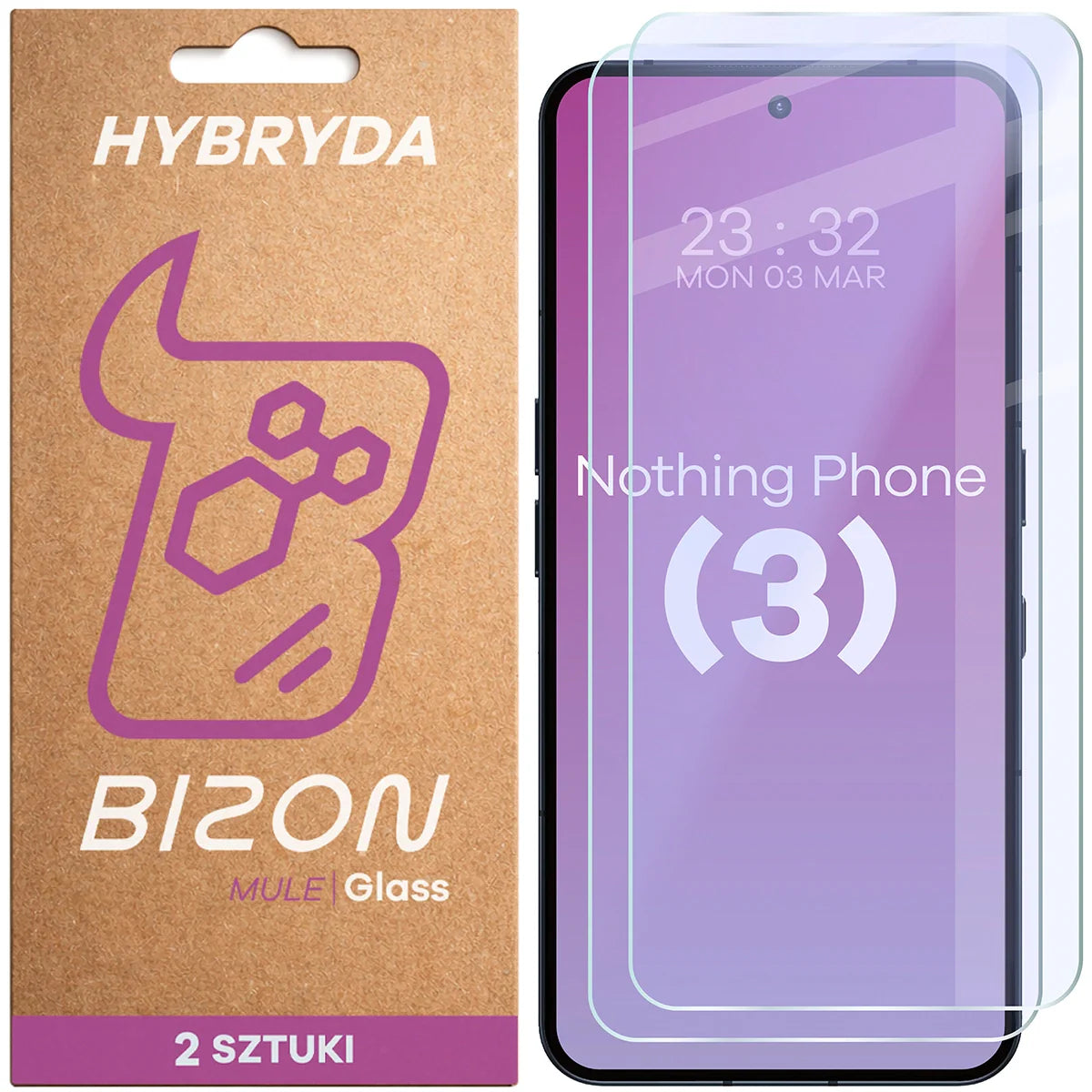 Flexibles Hybridglas für Nothing Phone (3), Bizon Hybrid Mule Duo, 2 Stück