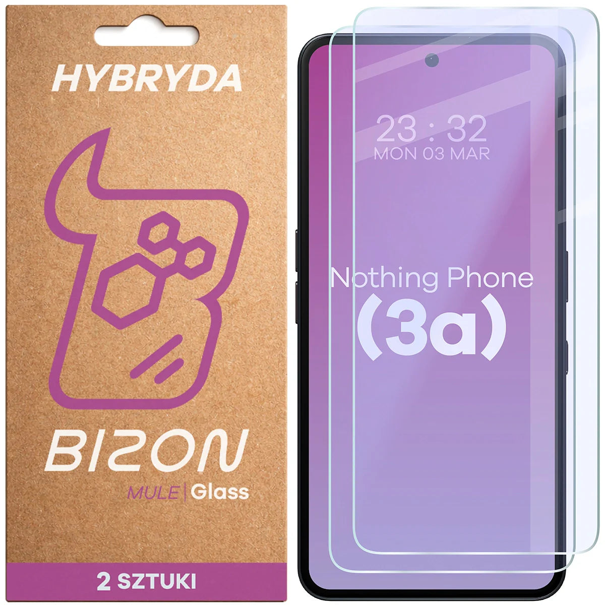 Flexibles Hybridglas für Nothing Phone (3a), Bizon Hybrid Mule Duo, 2 Stück