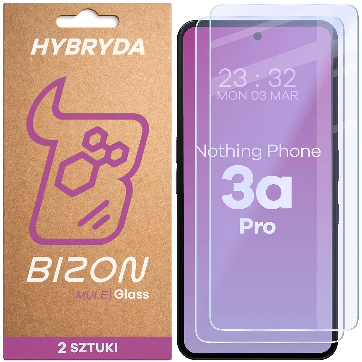 Flexibles Hybridglas für Nothing Phone (3a) Pro, Bizon Hybrid Mule Duo, 2 Stück