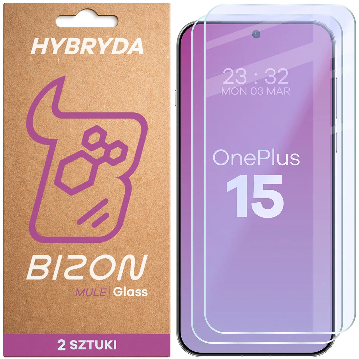 Flexibles Hybridglas für OnePlus 15, Bizon Hybrid Mule Duo, 2 Stück