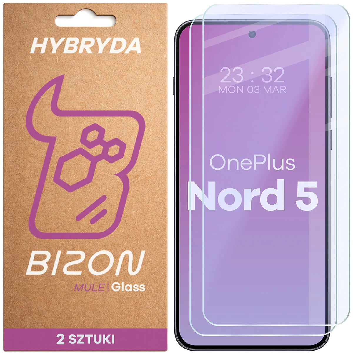 Flexibles Hybridglas für OnePlus Nord 5, Bizon Hybrid Mule Duo, 2 Stück