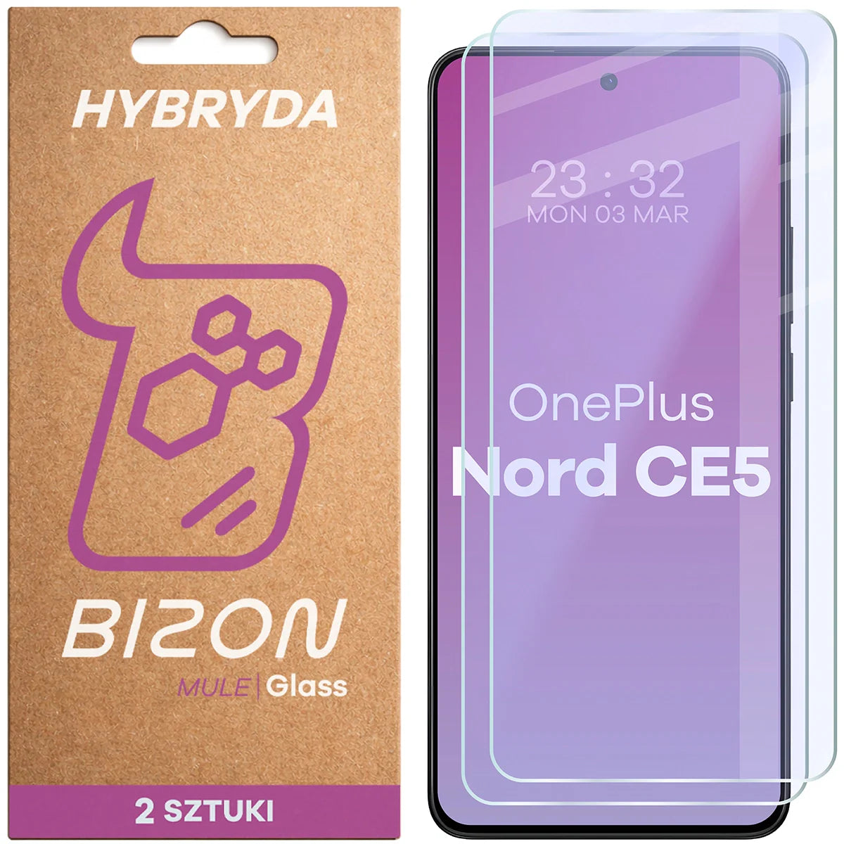 Flexibles Hybridglas für OnePlus Nord CE5 5G, Bizon Hybrid Mule Duo, 2 Stück