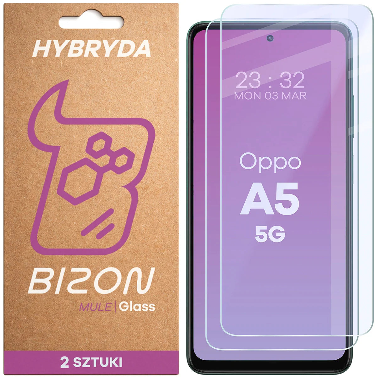 Flexibles Hybridglas für Oppo A5 5G, Bizon Hybrid Mule Duo, 2 Stück