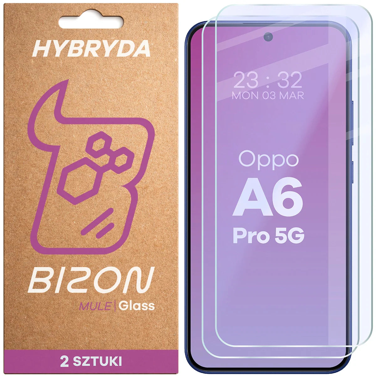 Flexibles Hybridglas für Oppo A6 Pro 5G, Bizon Hybrid Mule Duo, 2 Stück