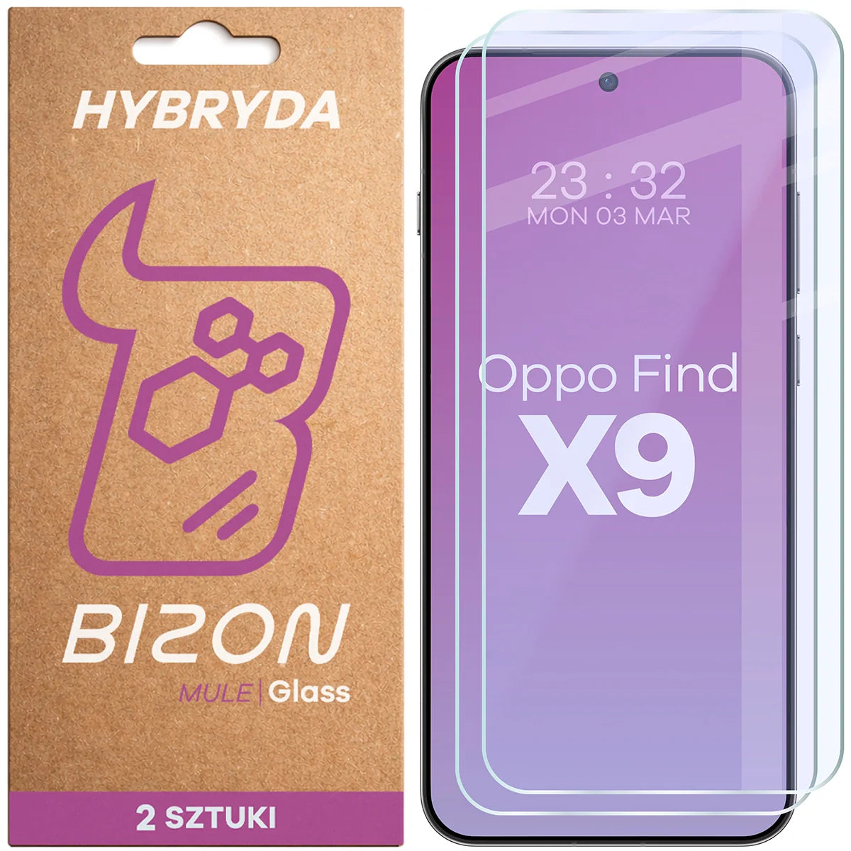 Flexibles Hybridglas für Oppo Find X9, Bizon Hybrid Mule Duo, 2 Stück
