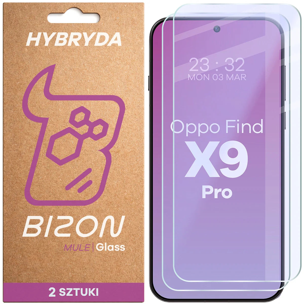 Flexibles Hybridglas für Oppo Find X9 Pro, Bizon Hybrid Mule Duo, 2 Stück