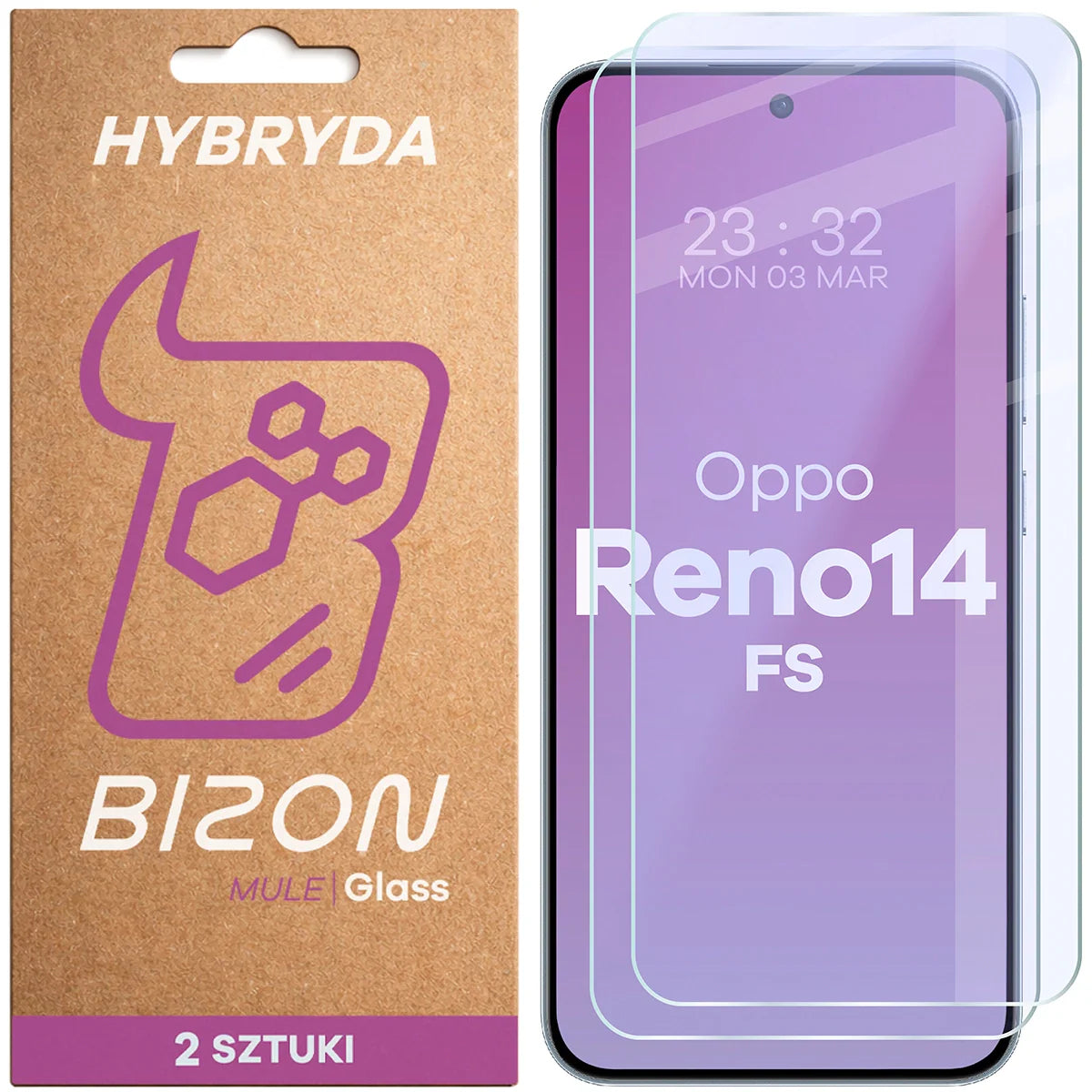 Flexibles Hybridglas für Oppo Reno 14 FS, Bizon Hybrid Mule Duo, 2 Stück
