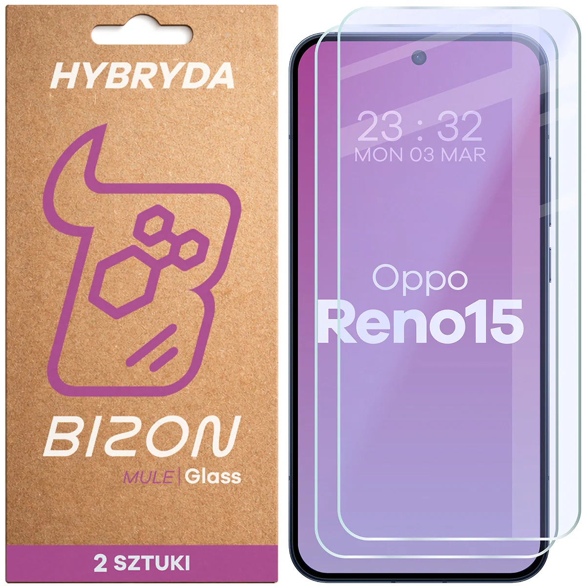 Flexibles Hybridglas für Oppo Reno 15, Bizon Hybrid Mule Duo, 2 Stück