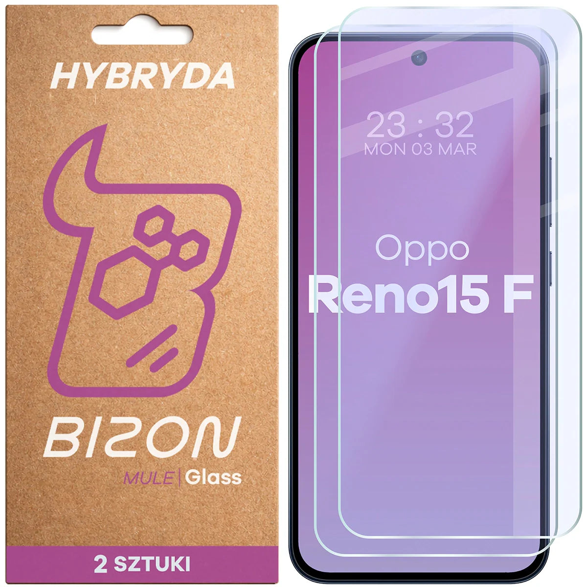 Flexibles Hybridglas für Oppo Reno 15 F, Bizon Hybrid Mule Duo, 2 Stück