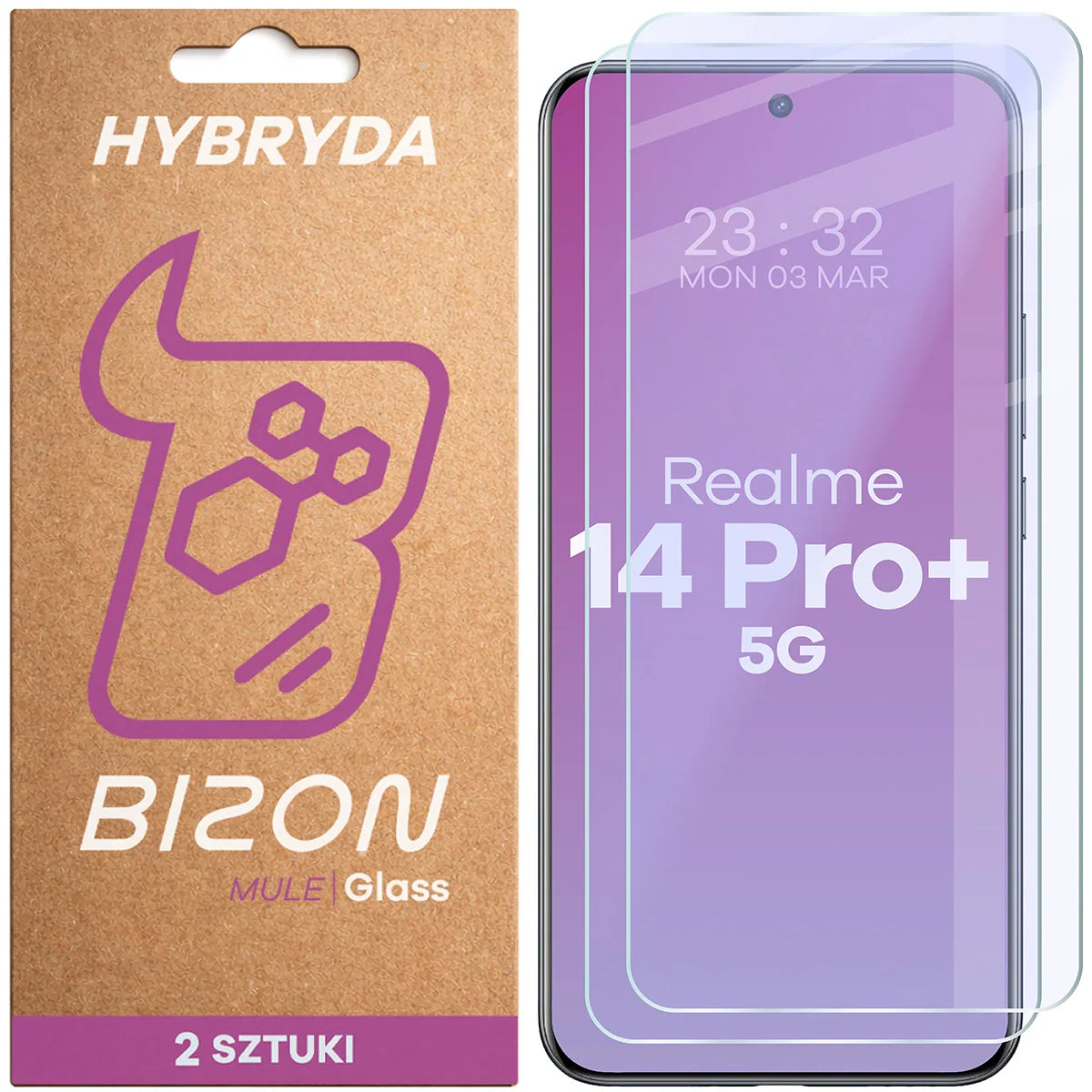 Flexibles Hybridglas für Realme 14 Pro Plus 5G, Bizon Hybrid Mule Duo, 2 Stück