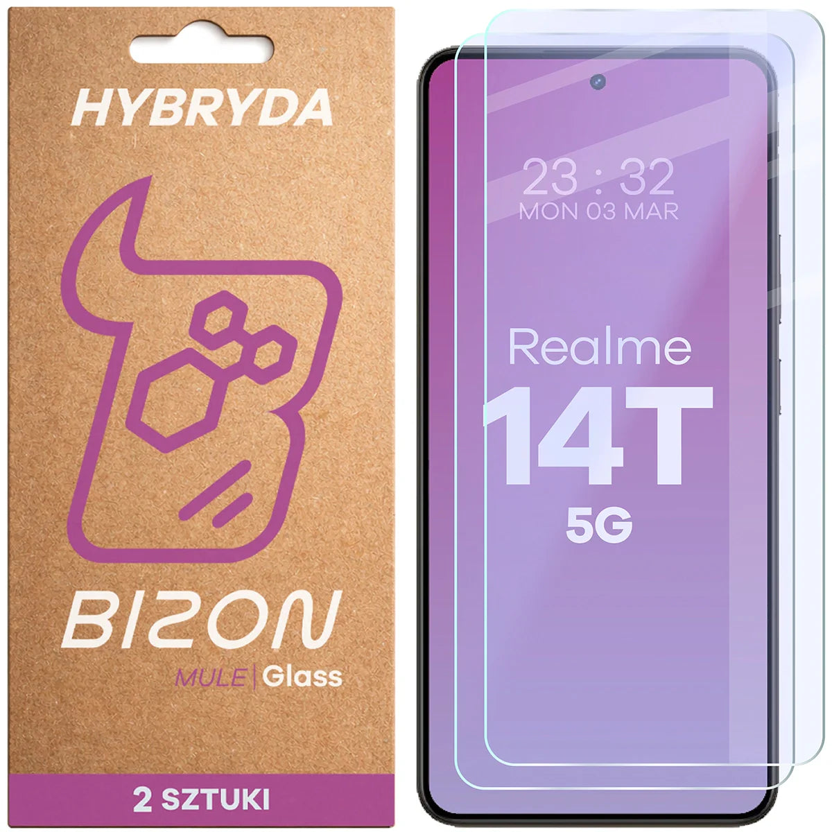 Flexibles Hybridglas für Realme 14T 5G, Bizon Hybrid Mule Duo, 2 Stück