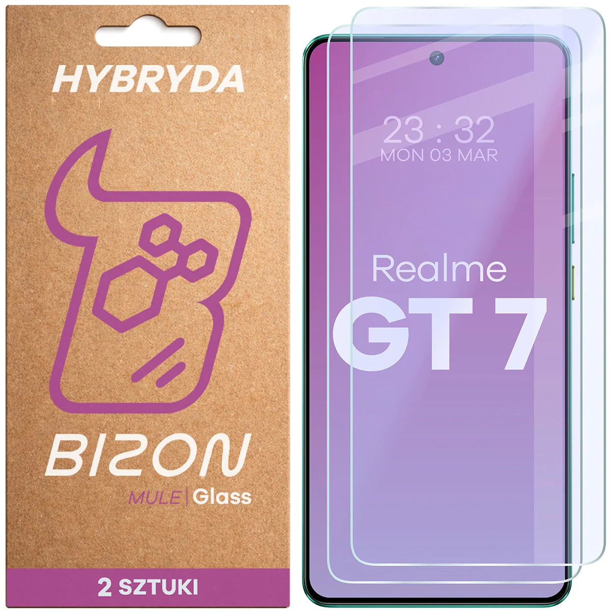 Flexibles Hybridglas für Realme GT 7, Bizon Hybrid Mule Duo, 2 Stück