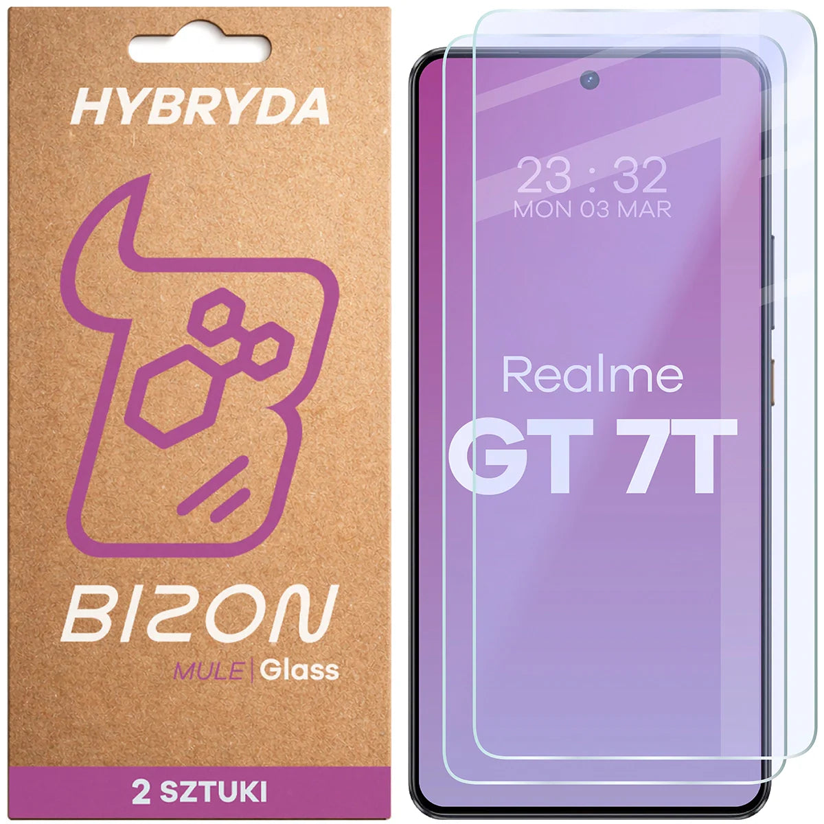 Flexibles Hybridglas für Realme GT 7T, Bizon Hybrid Mule Duo, 2 Stück