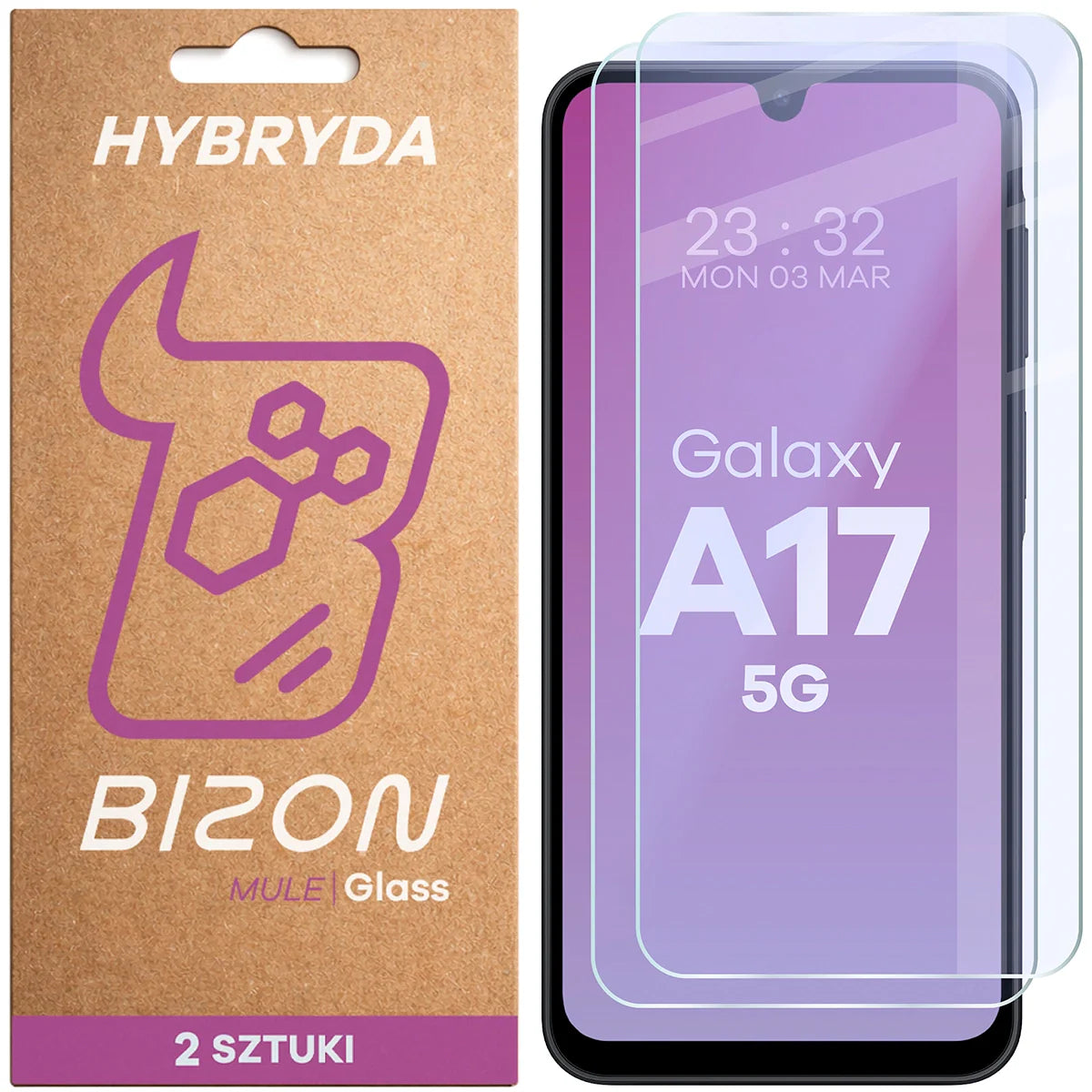 Flexibles Hybridglas für Galaxy A17 5G, Bizon Hybrid Mule Duo, 2 Stück