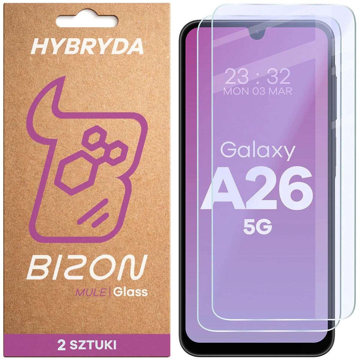 Flexibles Hybridglas für Galaxy A26 5G, Bizon Hybrid Mule Duo, 2 Stück