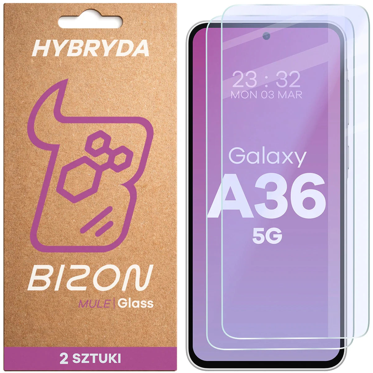 Flexibles Hybridglas für Galaxy A36 5G, Bizon Hybrid Mule Duo, 2 Stück