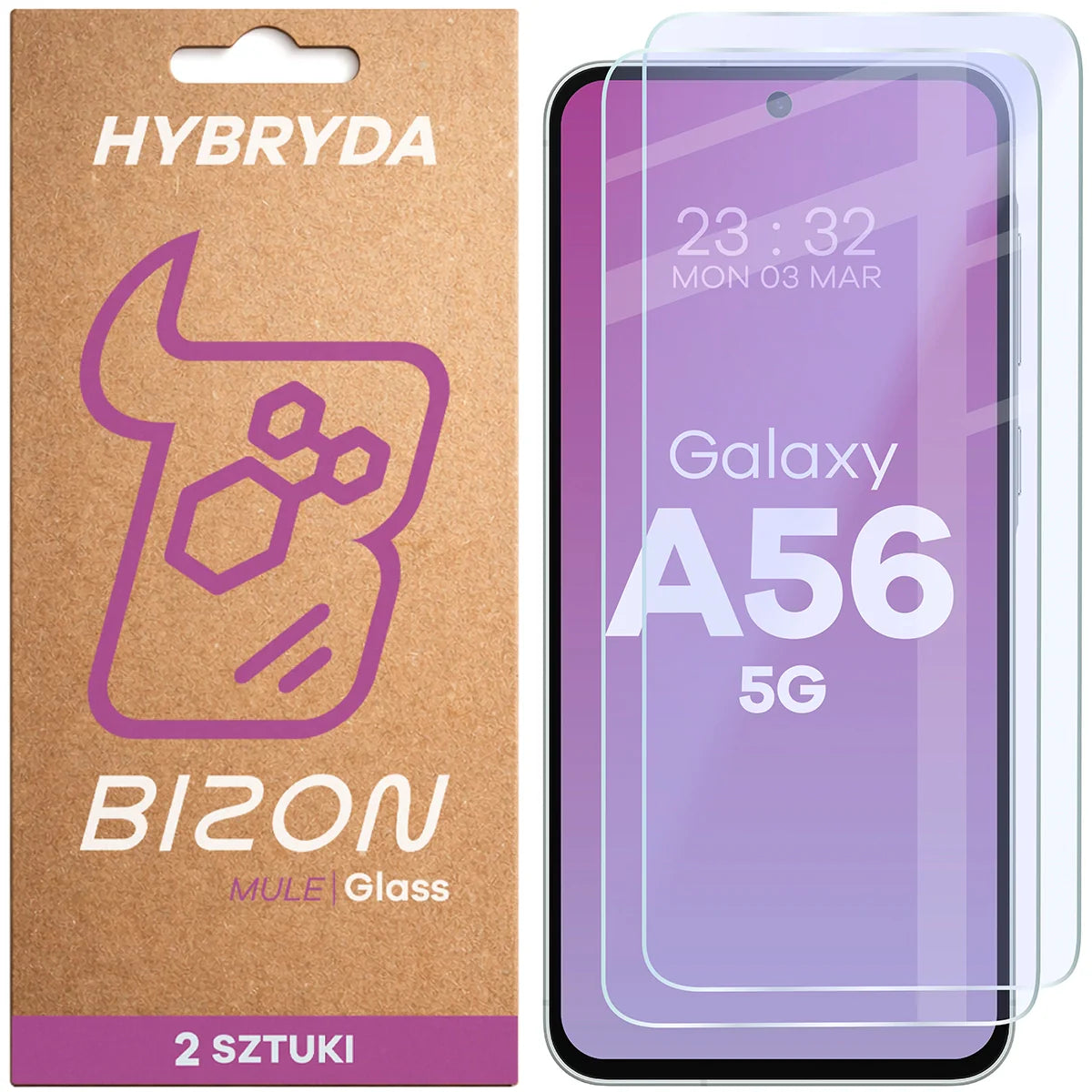 Flexibles Hybridglas für Galaxy A56 5G, Bizon Hybrid Mule Duo, 2 Stück