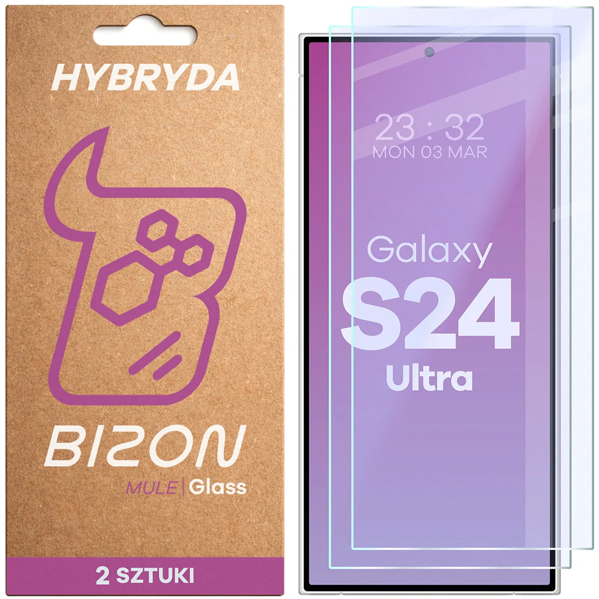 Flexibles Hybridglas für Galaxy S24 Ultra, Bizon Hybrid Mule Duo, 2 Stück