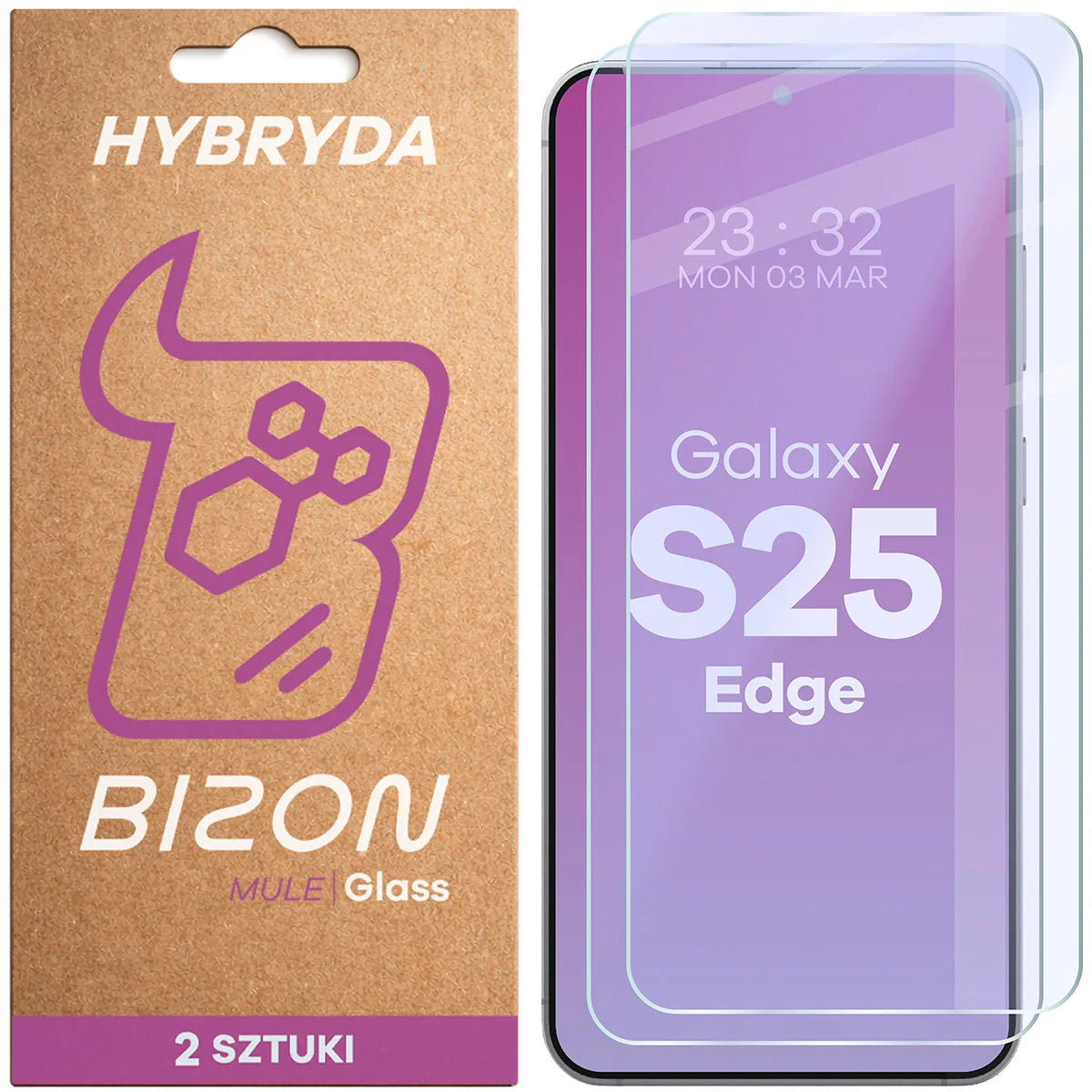Flexibles Hybridglas für Galaxy S25 Edge, Bizon Hybrid Mule Duo, 2 Stück