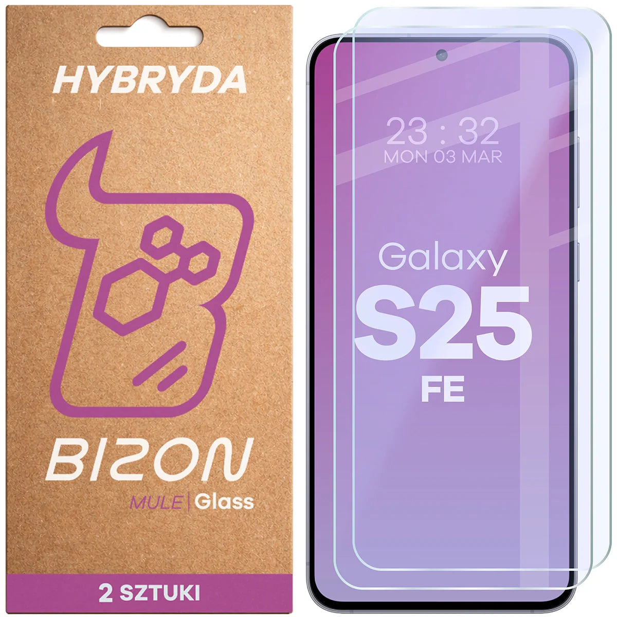 Flexibles Hybridglas für Galaxy S25 FE, Bizon Hybrid Mule Duo, 2 Stück
