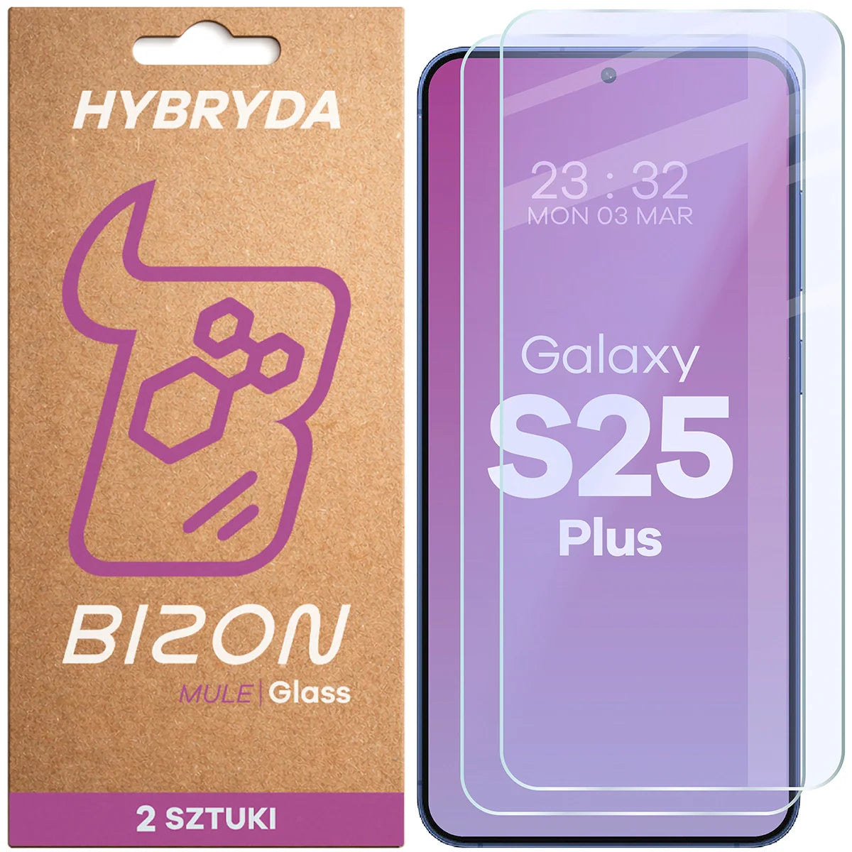Flexibles Hybridglas für Galaxy S25 Plus, Bizon Hybrid Mule Duo, 2 Stück