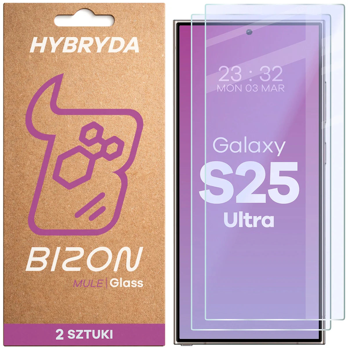 Flexibles Hybridglas für Galaxy S25 Ultra, Bizon Hybrid Mule Duo, 2 Stück