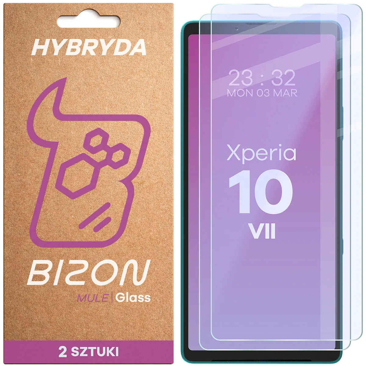 Flexibles Hybridglas für Sony Xperia 10 VII, Bizon Hybrid Mule Duo, 2 Stück