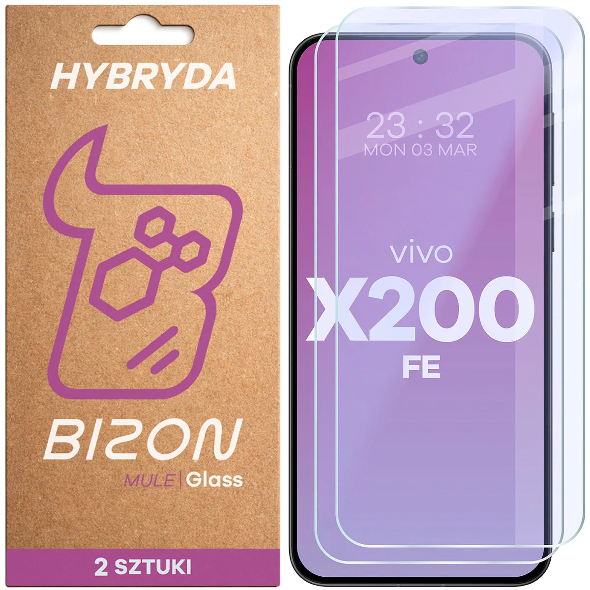 Flexibles Hybridglas für Vivo X200 FE, Bizon Hybrid Mule Duo, 2 Stück