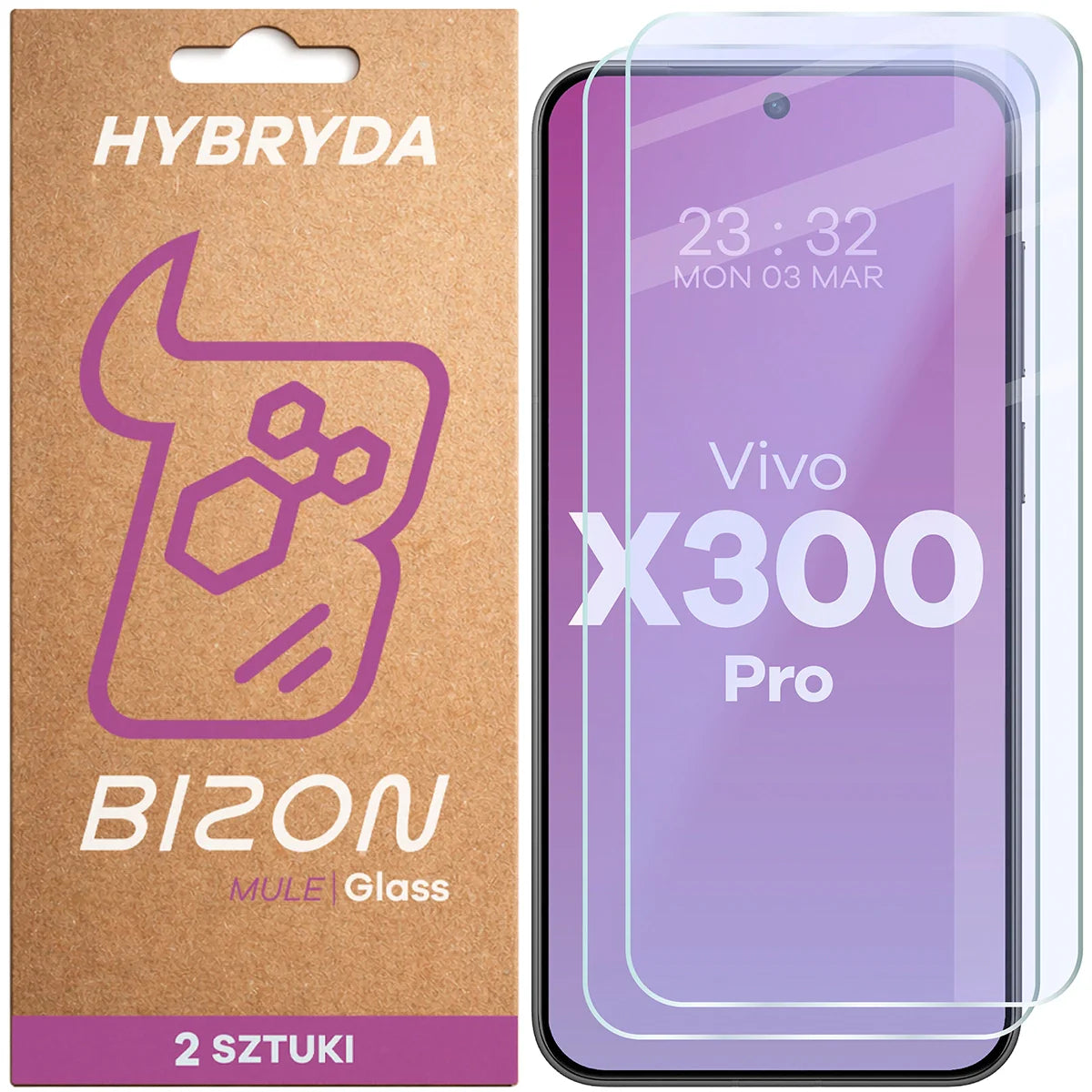 Flexibles Hybridglas für Vivo X300 Pro, Bizon Hybrid Mule Duo, 2 Stück