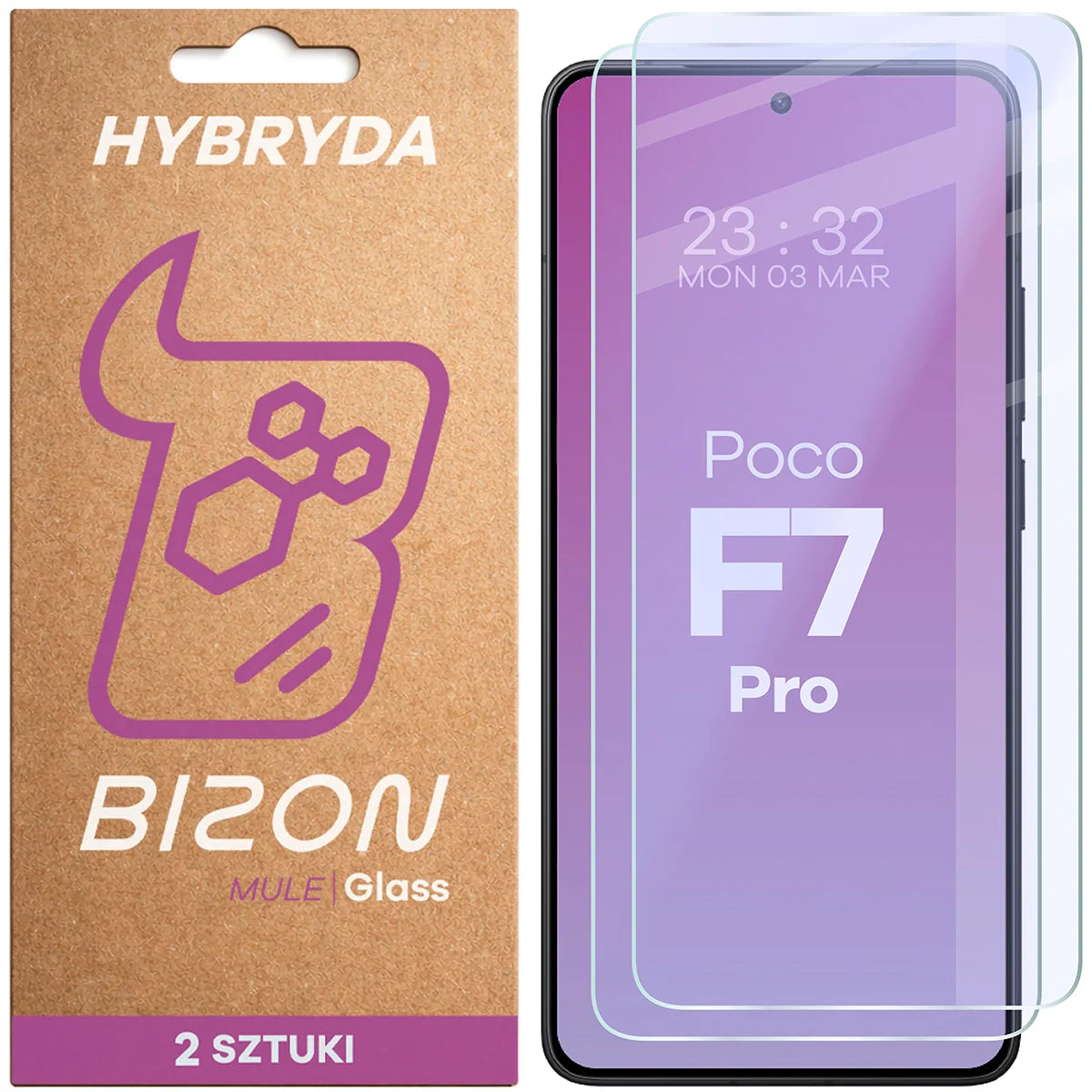 Flexibles Hybridglas für Xiaomi POCO F7 Pro, Bizon Hybrid Mule Duo, 2 Stück