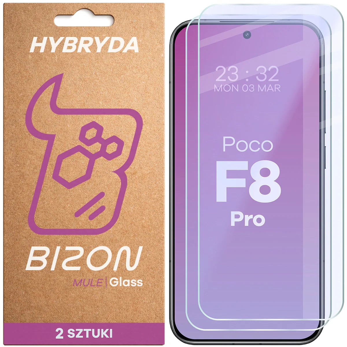 Flexibles Hybridglas für Xiaomi POCO F8 Pro, Bizon Hybrid Mule Duo, 2 Stück