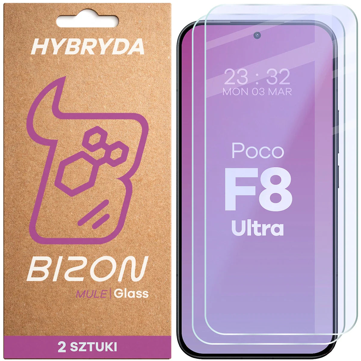 Flexibles Hybridglas für Xiaomi POCO F8 Ultra, Bizon Hybrid Mule Duo, 2 Stück