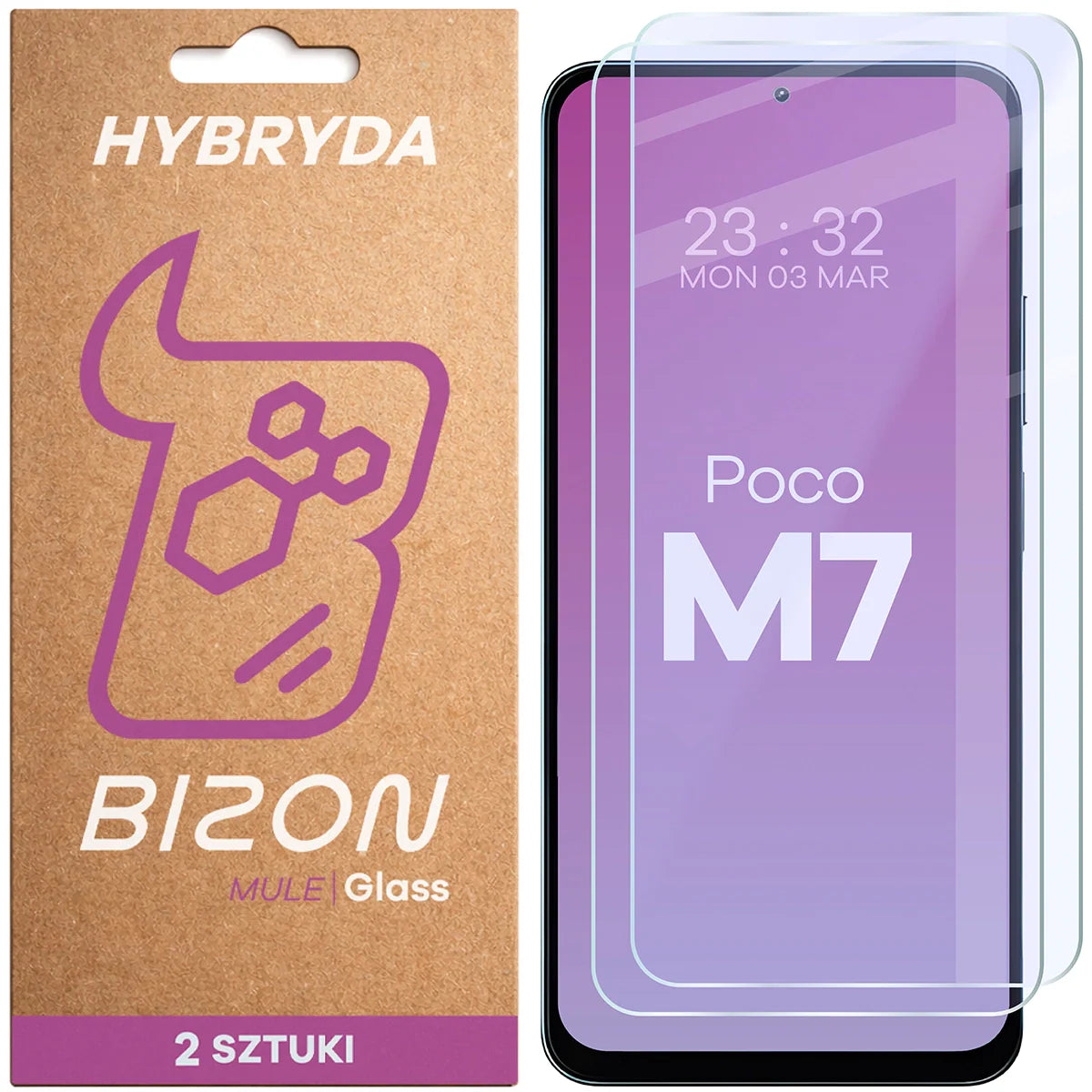 Flexibles Hybridglas für Xiaomi POCO M7 5G, Bizon Hybrid Mule Duo, 2 Stück