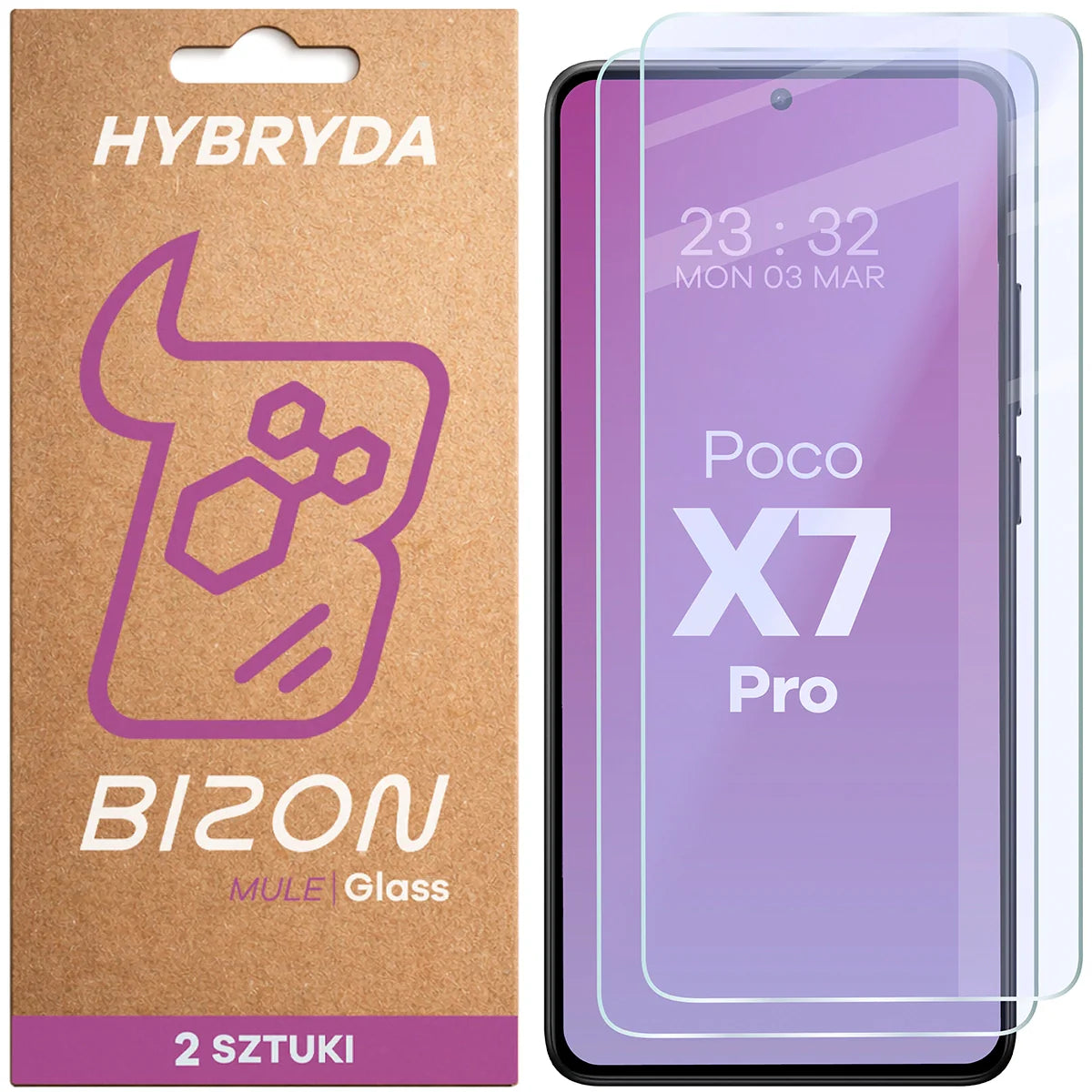 Flexibles Hybridglas für Xiaomi POCO X7 Pro, Bizon Hybrid Mule Duo, 2 Stück