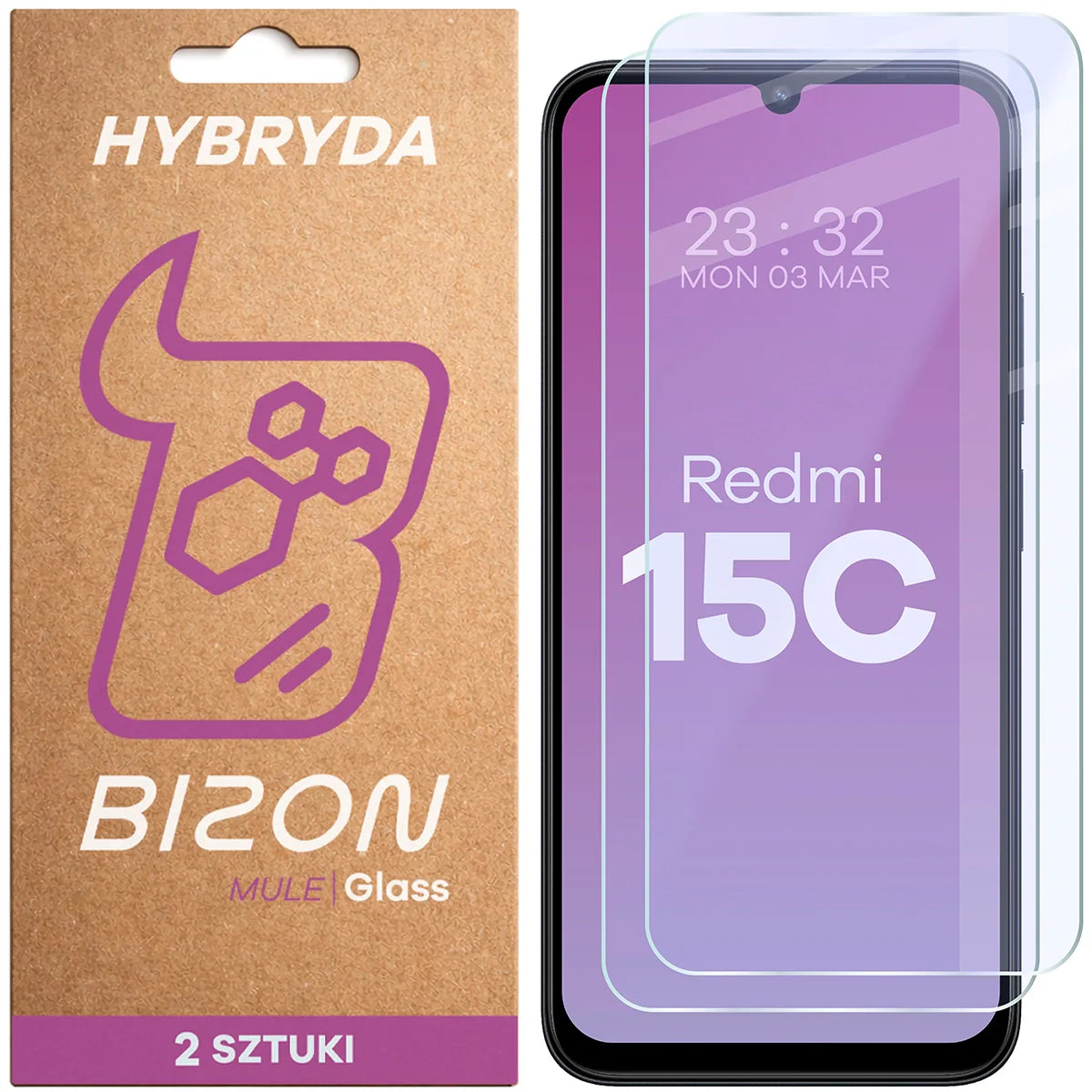 Flexibles Hybridglas für Xiaomi Redmi 15C 4G, Bizon Hybrid Mule Duo, 2 Stück