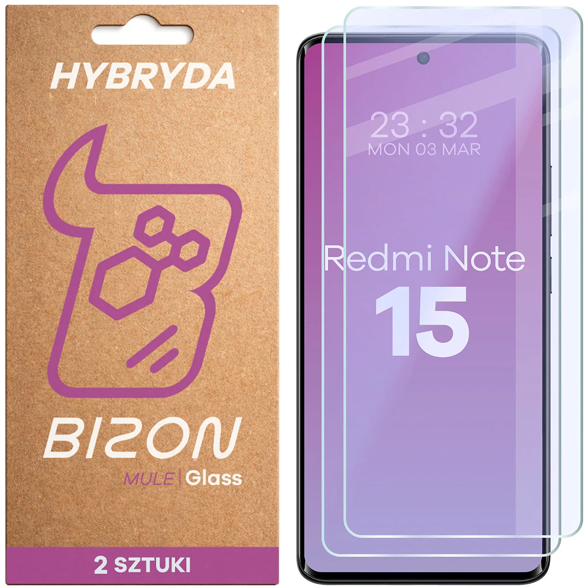Flexibles Hybridglas für Xiaomi Redmi Note 15 4G / 5G, Bizon Hybrid Mule Duo, 2 Stück