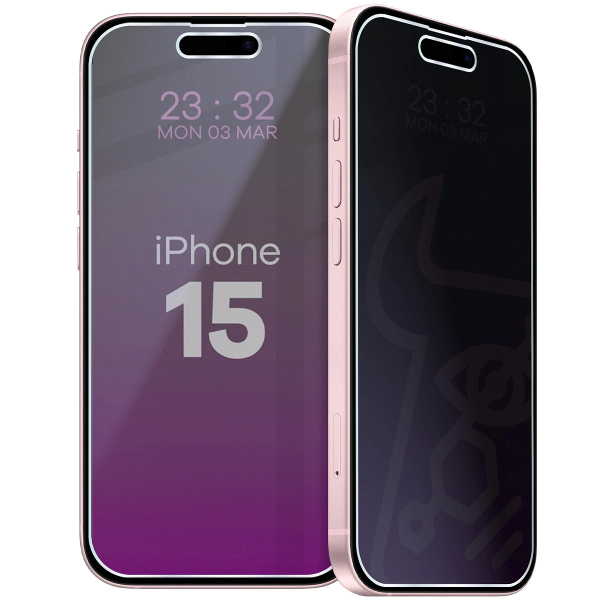 Hybridglas mit Privatschutzfilter für iPhone 15, Bizon Hybrid Shadow, Matt