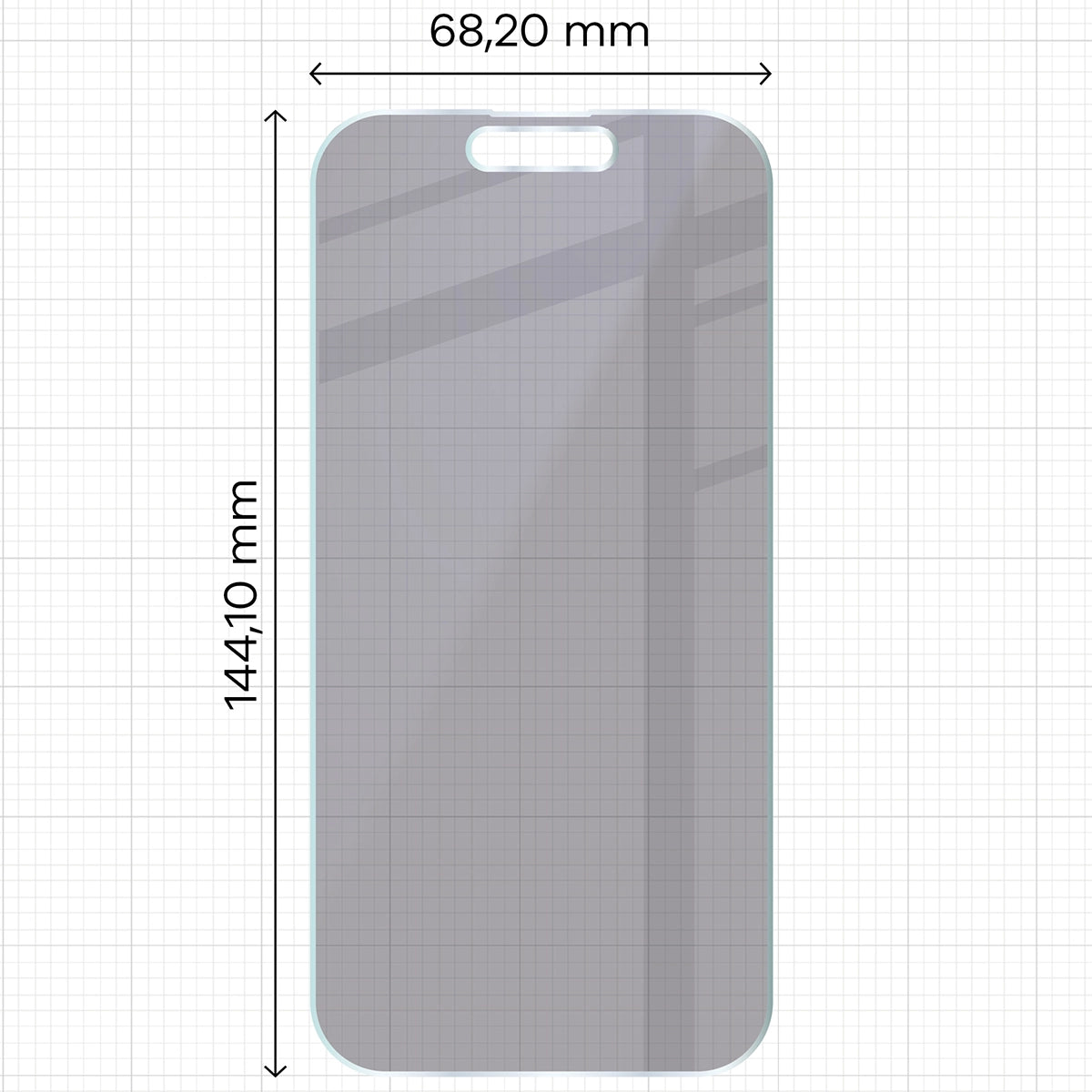 Hybridglas mit Privatschutzfilter für iPhone 15, Bizon Hybrid Shadow, Matt