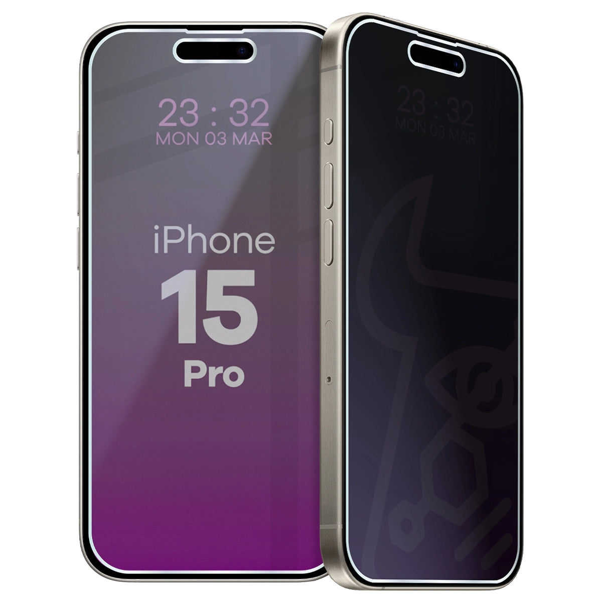 Hybridglas mit Privatschutzfilter für iPhone 15 Pro, Bizon Hybrid Shadow, Matt
