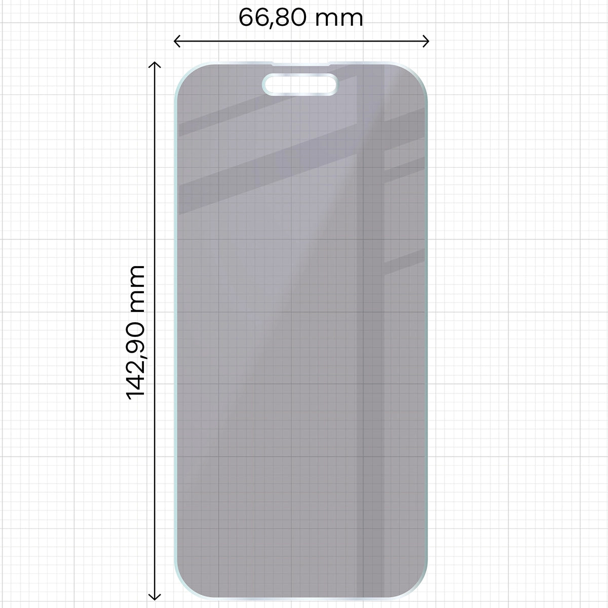 Hybridglas mit Privatschutzfilter für iPhone 15 Pro, Bizon Hybrid Shadow, Matt