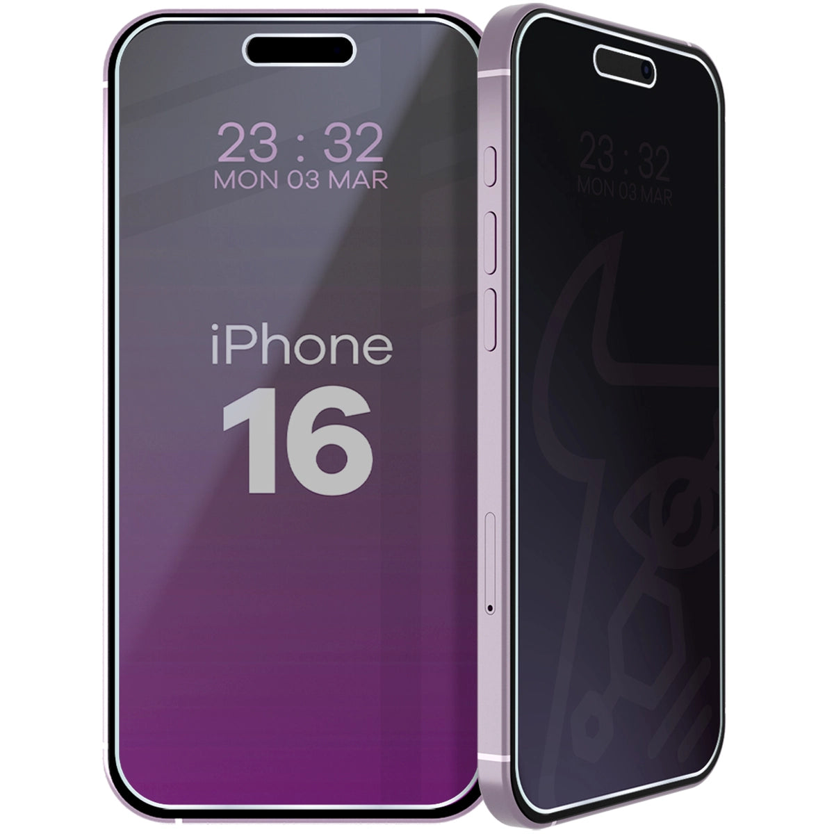 Hybridglas mit Privatschutzfilter für iPhone 16, Bizon Hybrid Shadow, Matt