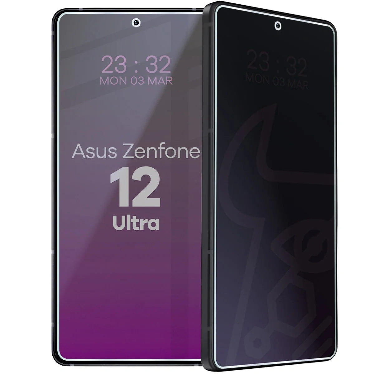 Hybridglas mit Privatschutzfilter für Asus Zenfone 12 Ultra, Bizon Hybrid Shadow, Matt