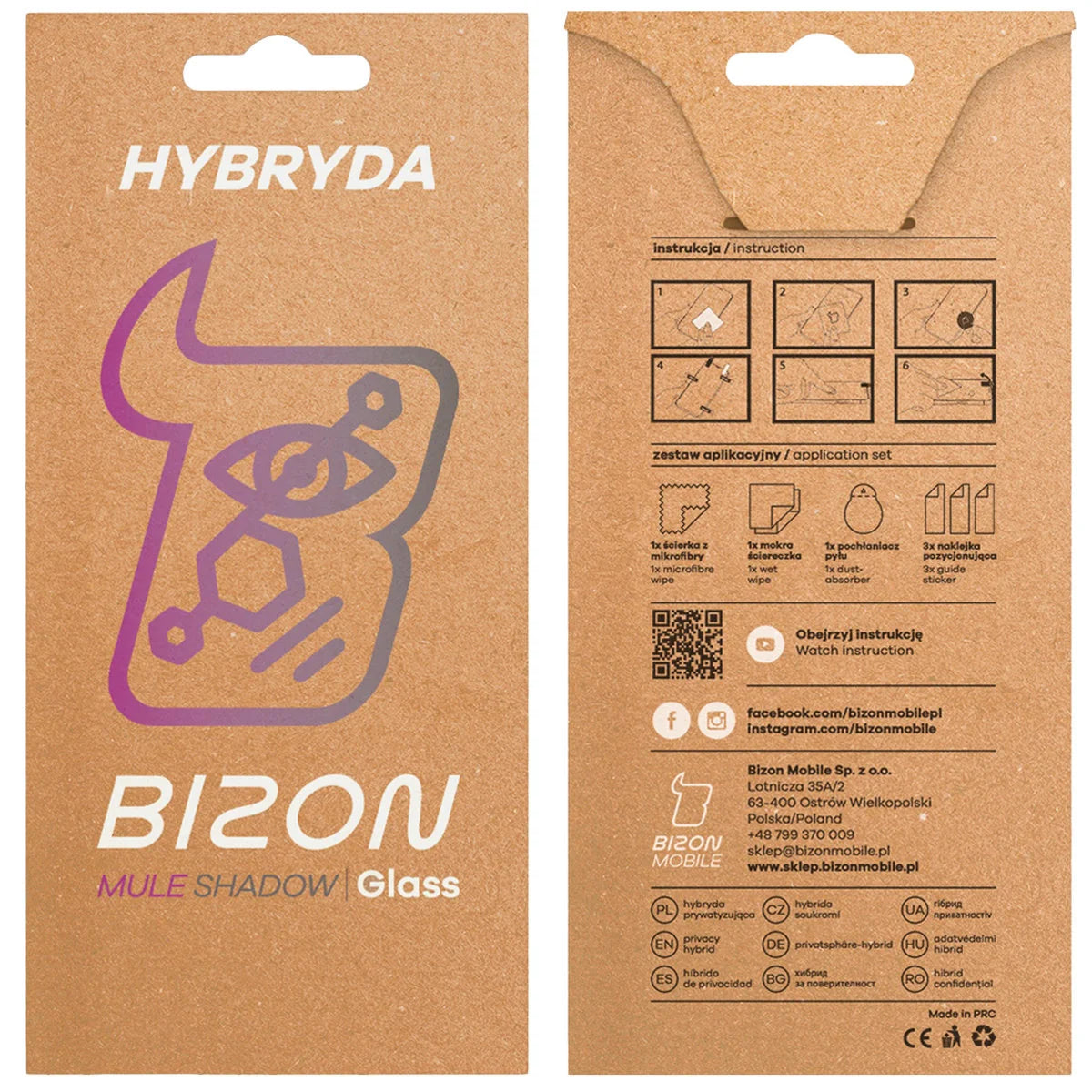 Hybridglas mit Privatschutzfilter für Infinix Hot 40 Pro, Bizon Hybrid Shadow, Matt