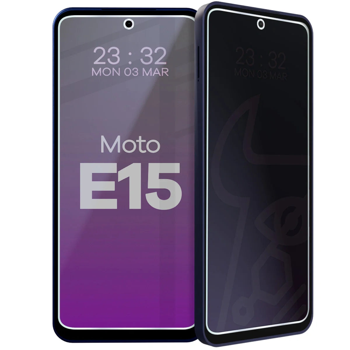 Hybridglas mit Privatschutzfilter für Motorola Moto E15, Bizon Hybrid Shadow, Matt